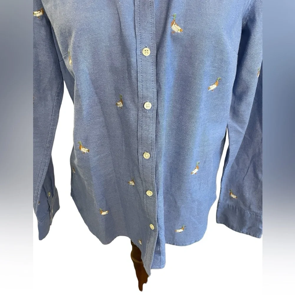 TALBOTS Mallard Duck Novelty Embroidered Button Down Shirt - Picture 3 of 14